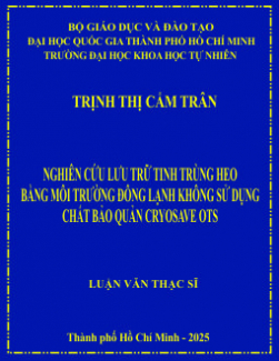 Nghiên cứu lưu trữ tinh trùng heo bằng môi trường đông lạnh không sử dụng chất bảo quản Cryosave OTS