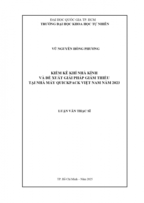 Kiểm kê khí nhà kính và đề xuất giải pháp giảm thiểu tại Nhà máy Quickpack Việt Nam năm 2023