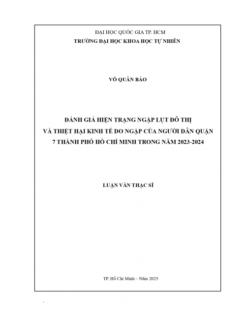 Đánh giá hiện trạng ngập lụt đô thị và thiệt hại kinh tế do ngập của người dân quận 7 Thành Phố Hồ Chí Minh trong năm 2023-2024
