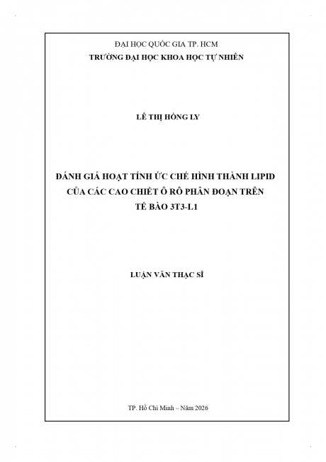 Đánh giá hoạt tính ức chế hình thành lipid của các cao chiết Ô rô phân đoạn trên tế bào 3T3-L1