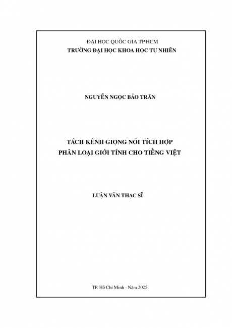 Tách kênh giọng nói tích hợp phân loại giới tính cho tiếng Việt